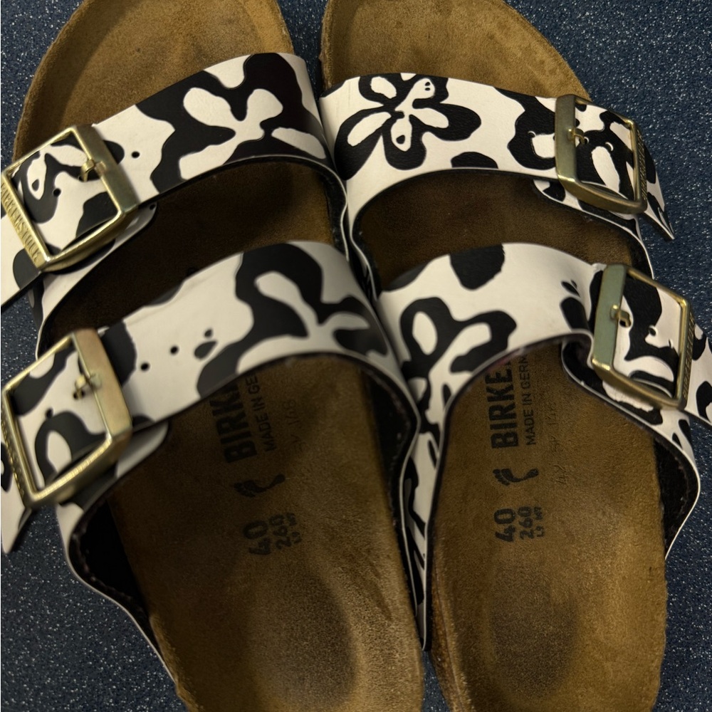 Birkenstock Black & White Floral Arizona Double-Strap Sandal